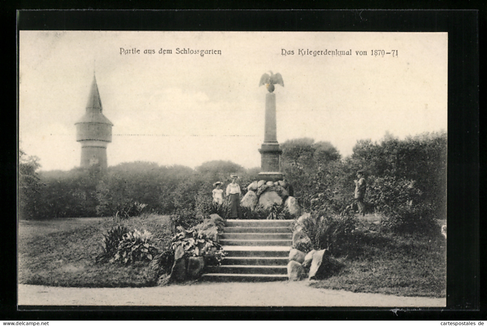 AK Husum, Partie Aus Dem Schlossgarten, Kriegerdenkmal Von 1870-71  - Husum