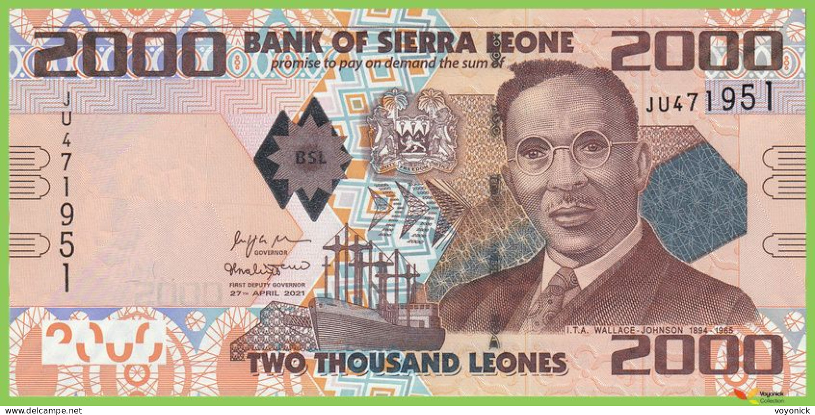 Voyo SIERRA LEONE 2000 Leones 2021 P31f B126f JU UNC - Sierra Leona