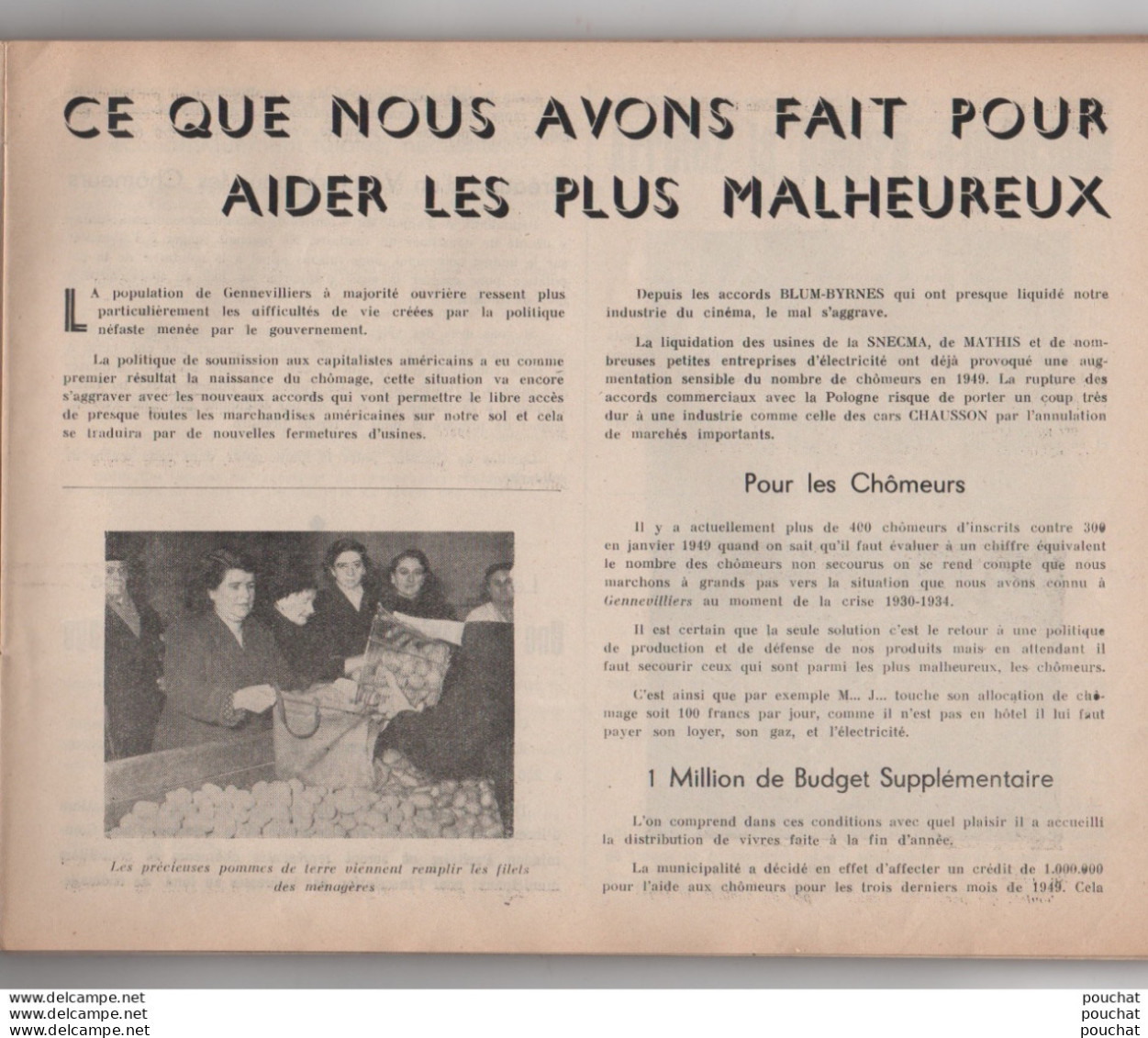 92) VILLE DE GENNEVILLIERS - BULLETIN MUNICIPAL DE 1947 A 1952 - AMENAGEMENTS , ASSOCIATIONS , POLITIQUE - (18 SCANS)