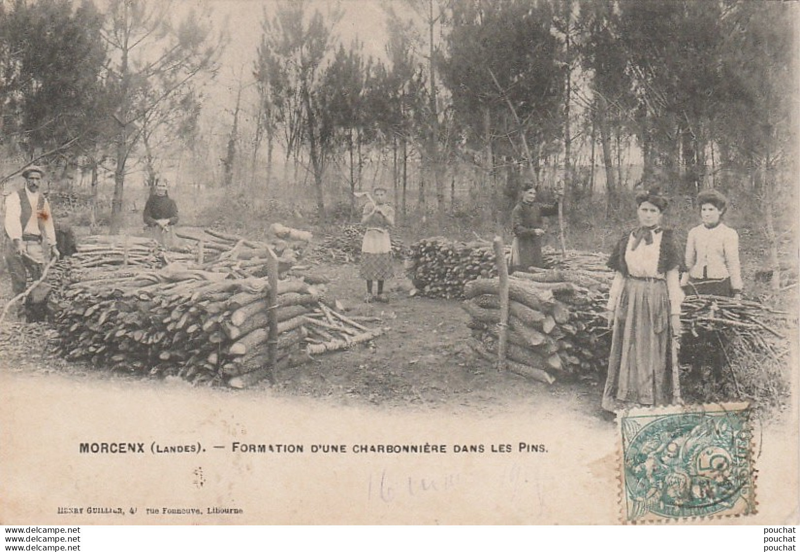 40) MORCENX (LANDES) FORMATION D UNE CHARBONNIERE DANS LES PINS - EXPLOITATION - TRAVAIL DU BOIS - 1904 - 2 SCANS) - Morcenx