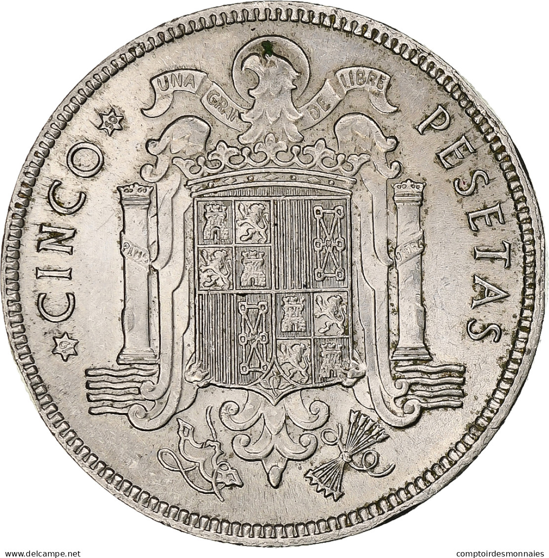 Espagne, Francisco Franco, Caudillo, 5 Pesetas, 1950, Madrid, Nickel, SUP - 5 Pesetas