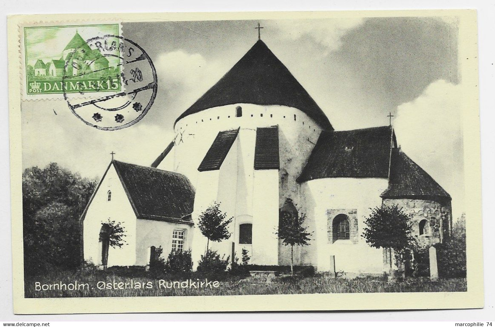 DANMARK 15  CARTE MAXIMUM CARD MAX BORNHOLM OSTERLARS 1951 - Maximumkaarten