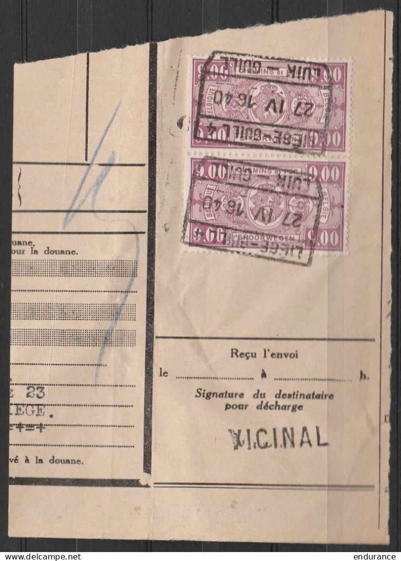 Reçu D'envoi Bagages Affr. N°TR161 X2 Càd [LIEGE-GUIL 4/27 IV 16 40] - Griffe "VICINAL" - RR! - Otros & Sin Clasificación