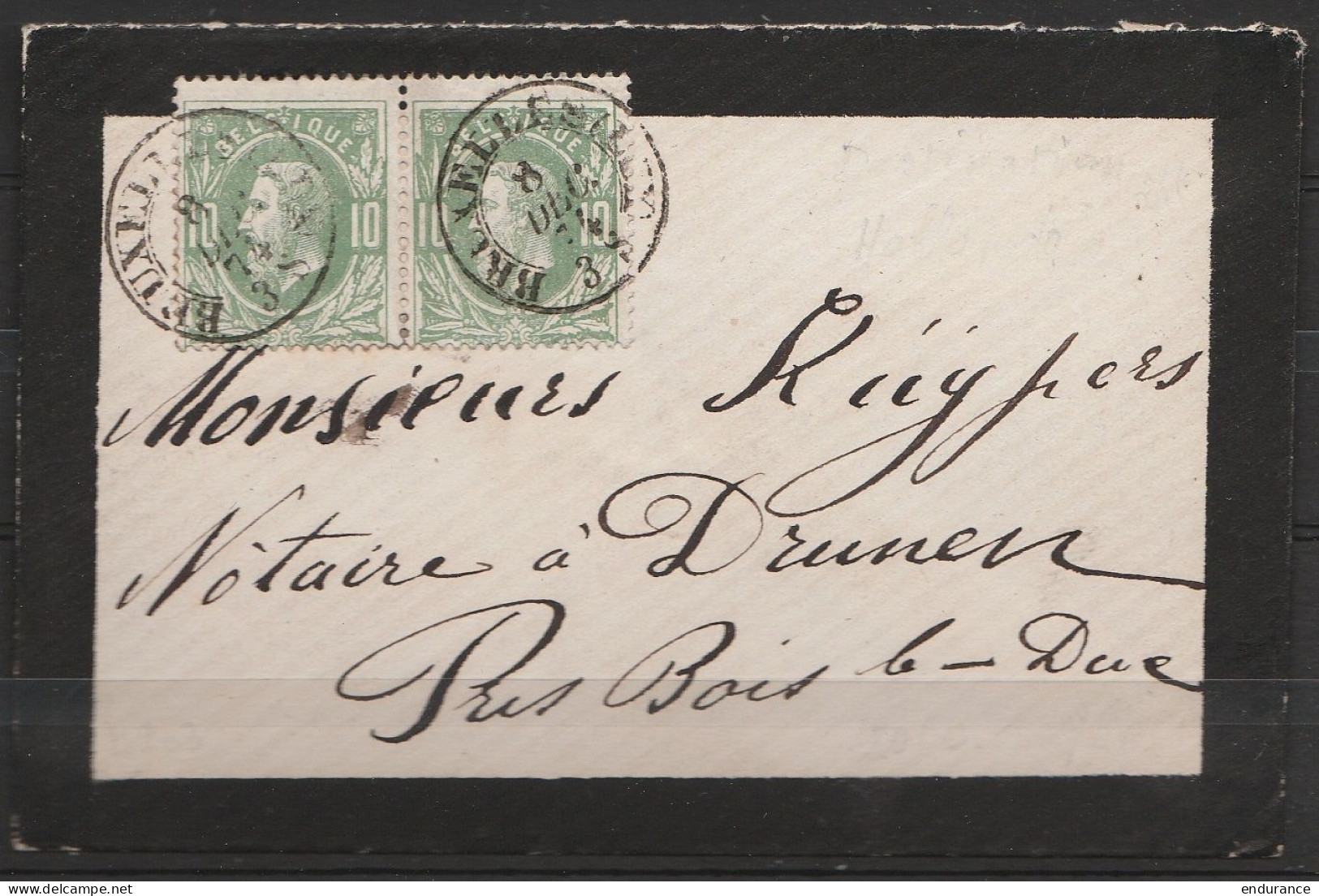 L. Deuil Affr. N°30 (paire) Càd BRUXELLES/8 DEC 1874 Pour DRUNEN (Pays-Bas) Près Bois-le-Duc ('s-Hertogenbosch) - 1869-1883 Léopold II