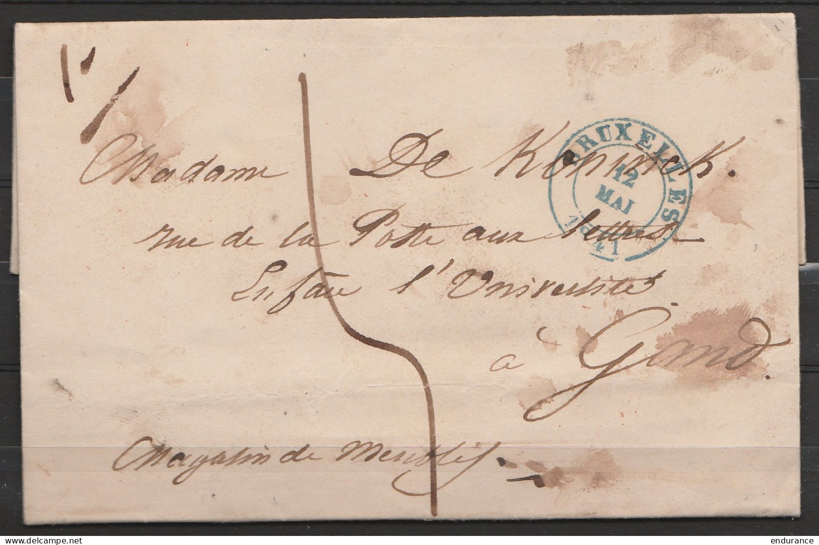 L. Càd BRUXELLES/12 MAI 1841 Pour GAND (1° = 1 Once) (au Dos: Càd GAND) - 1830-1849 (Belgica Independiente)