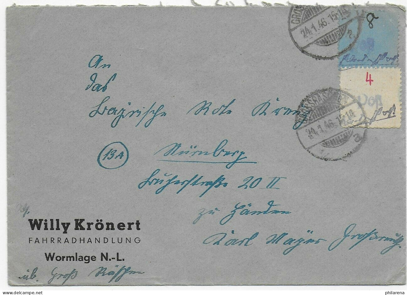 Großräschen, 1946 Nach Nürnberg, Fahrradhandlung - Briefe U. Dokumente