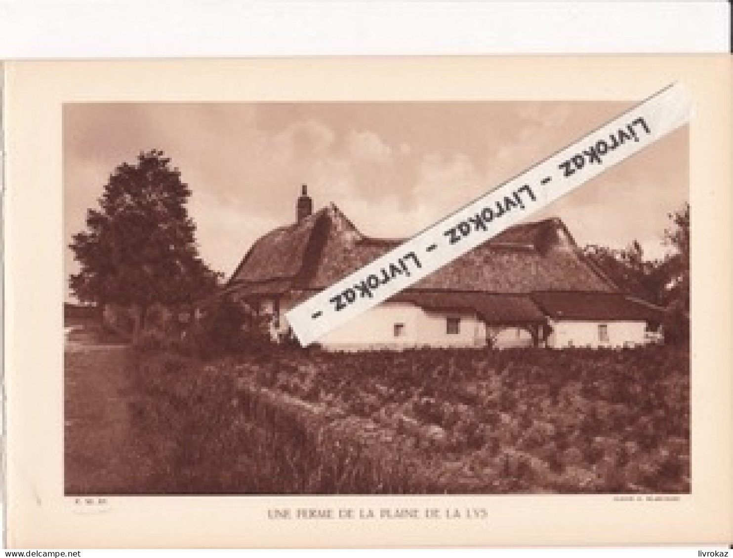 Une Ferme De La Plaine De La Lys (Nord), Photo Sépia Extraite D'un Livre Paru En 1933, Toit De Chaume - Non Classés