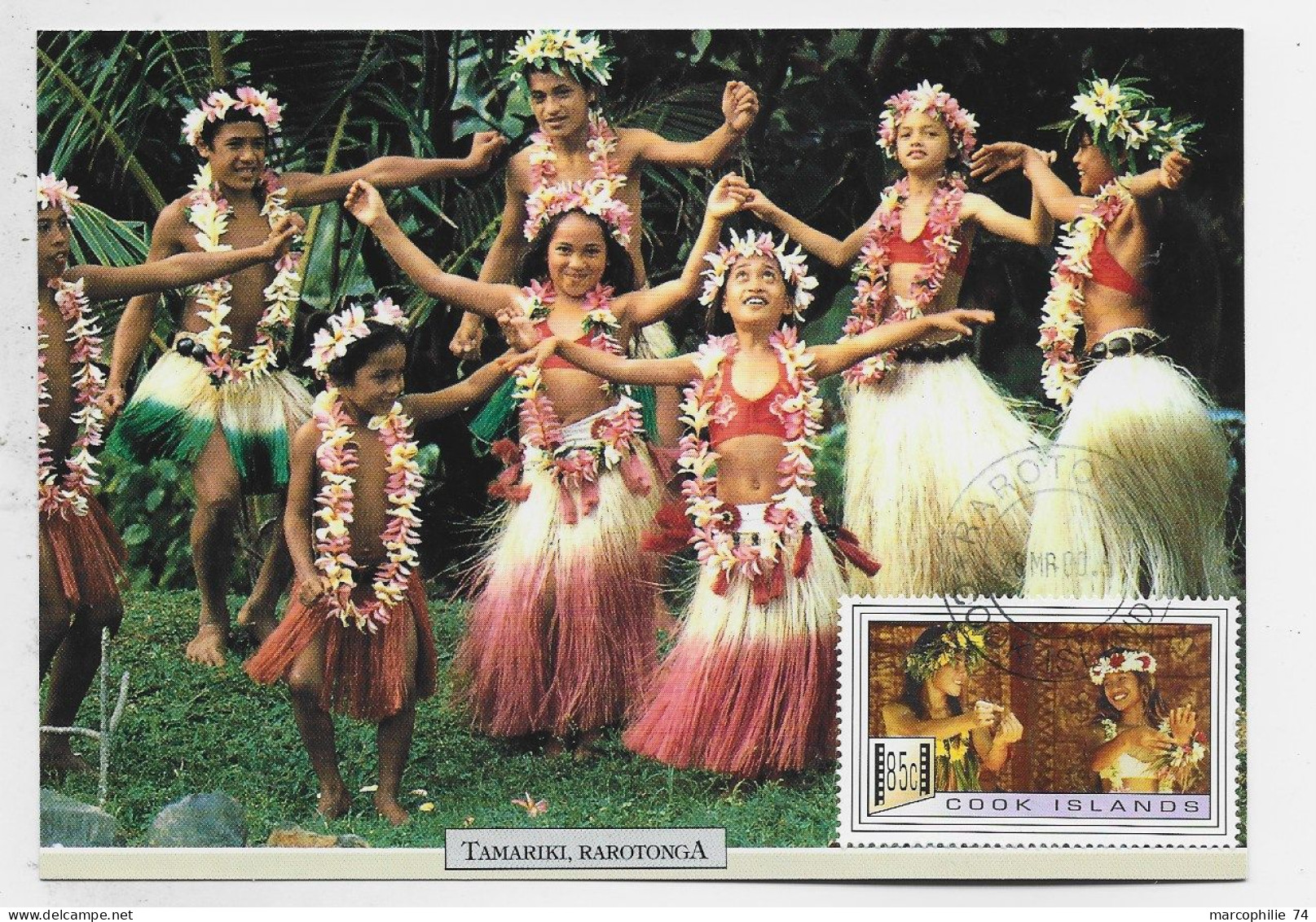 COOK ISLANDS CARTE MAXIMUM CARD MAX TAMARIKI RAROTANGA DANSE 28 MR 2000 - Kokosinseln (Keeling Islands)