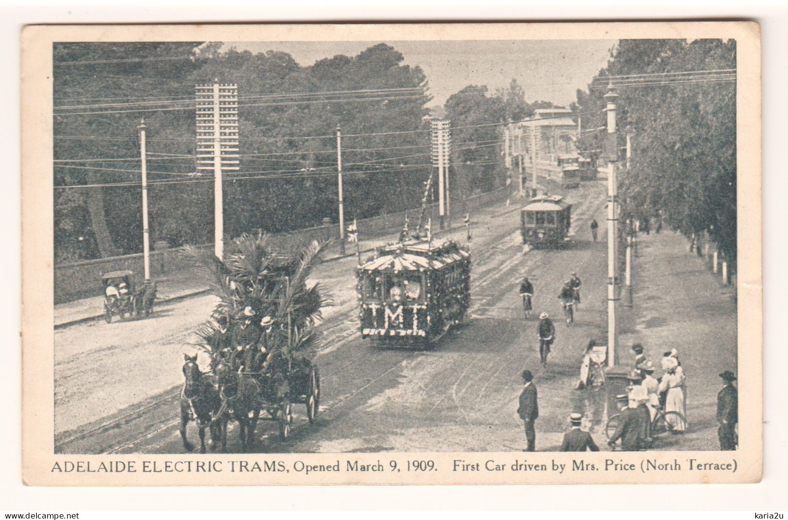 Adelaide's First Electric Trams, 1909, South Australia, Old Postcard - Adelaide