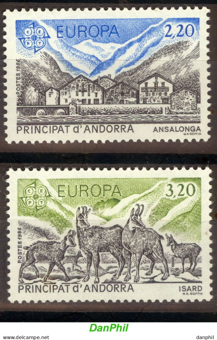 Andorra Fr 1986 Europa CEPT (**) Mint, Mi 369-70 - M€8,50; Y&T 348-49 Cote €9,- - 1986