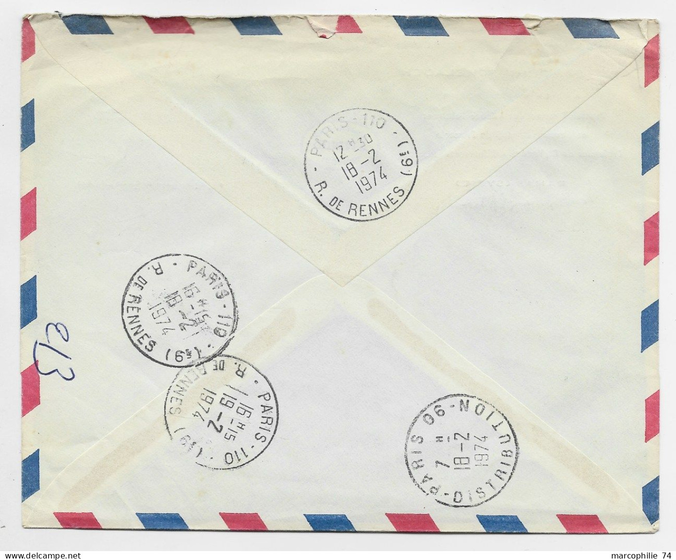 SYRIA SYRIE 25PX2+70P LETTRE COVER REC AVION AL JALAA DAMAS 1974 TO FRANCE - Syria