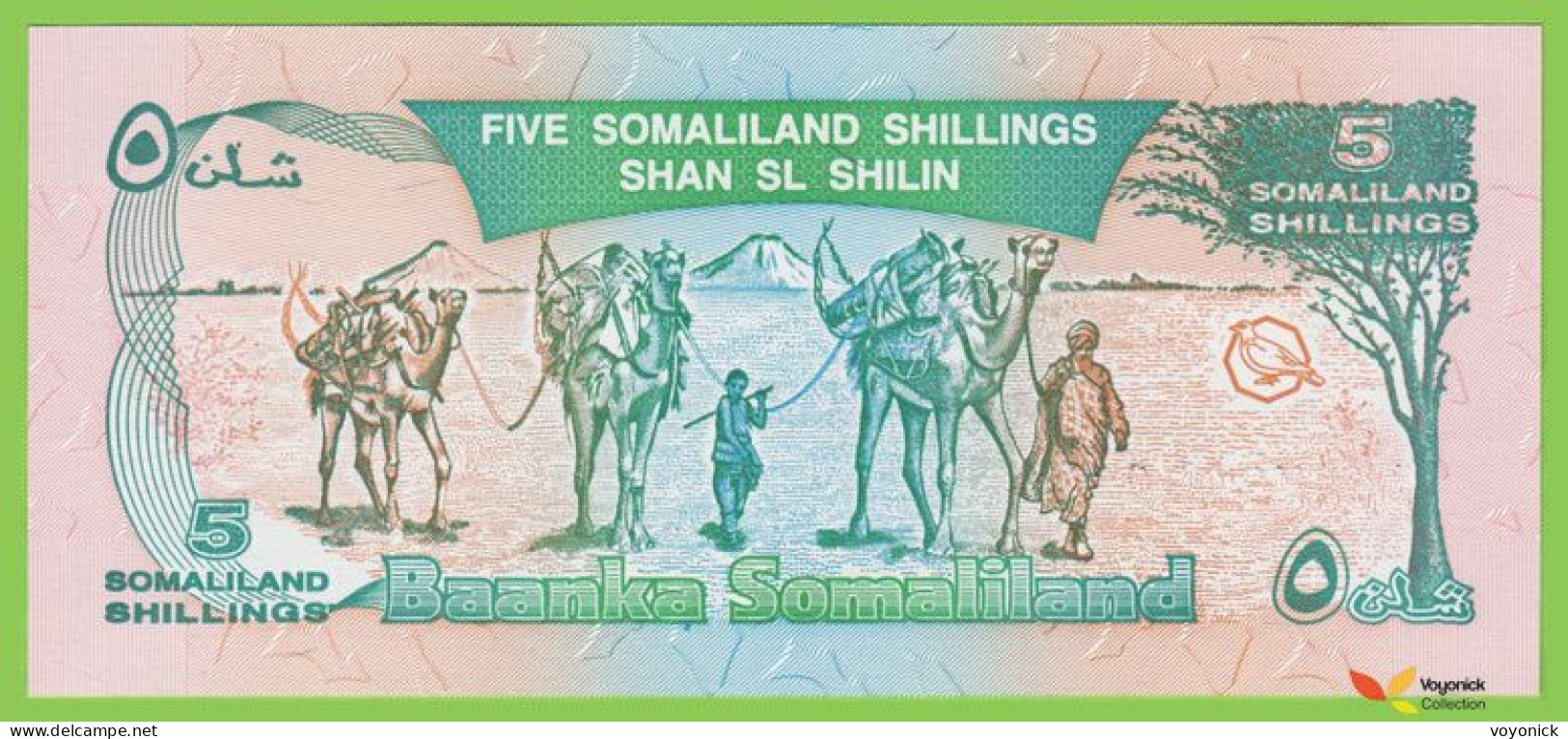 Voyo  SOMALIA (SOMALILAND) 5 Somaliland Shillings 1994 P1a B101a AG UNC - Somalie