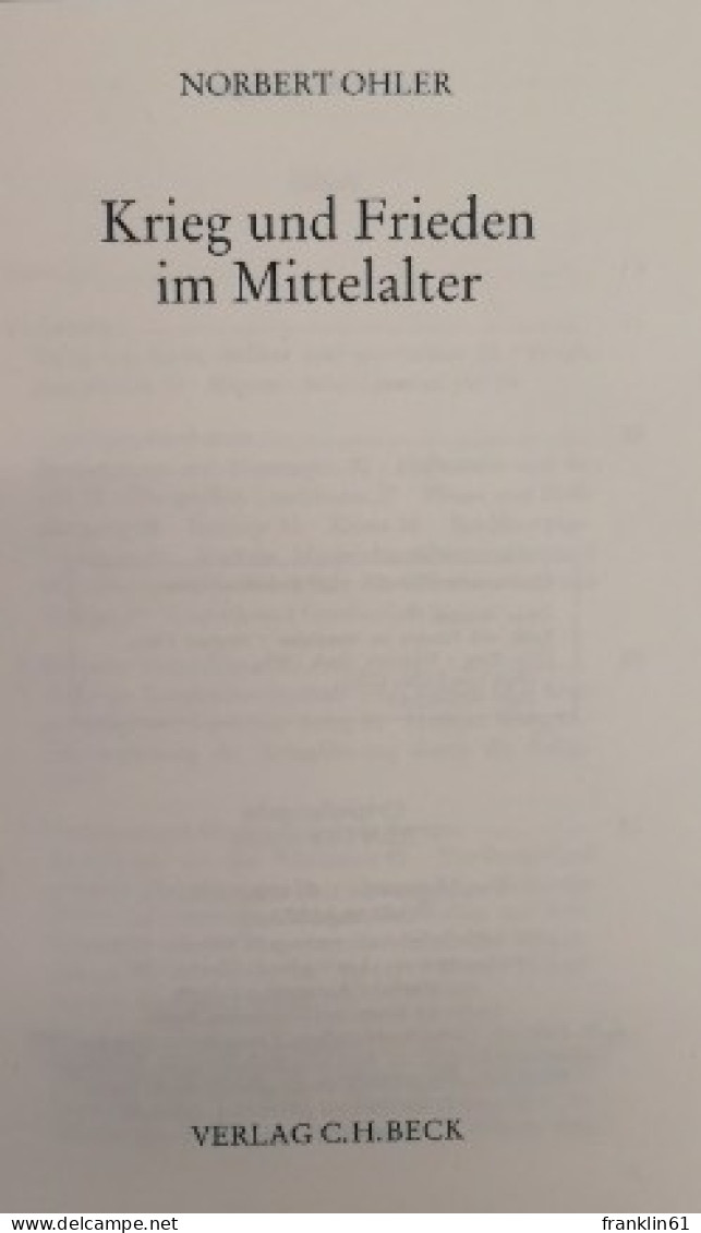 Krieg Und Frieden Im Mittelalter. - 4. 1789-1914