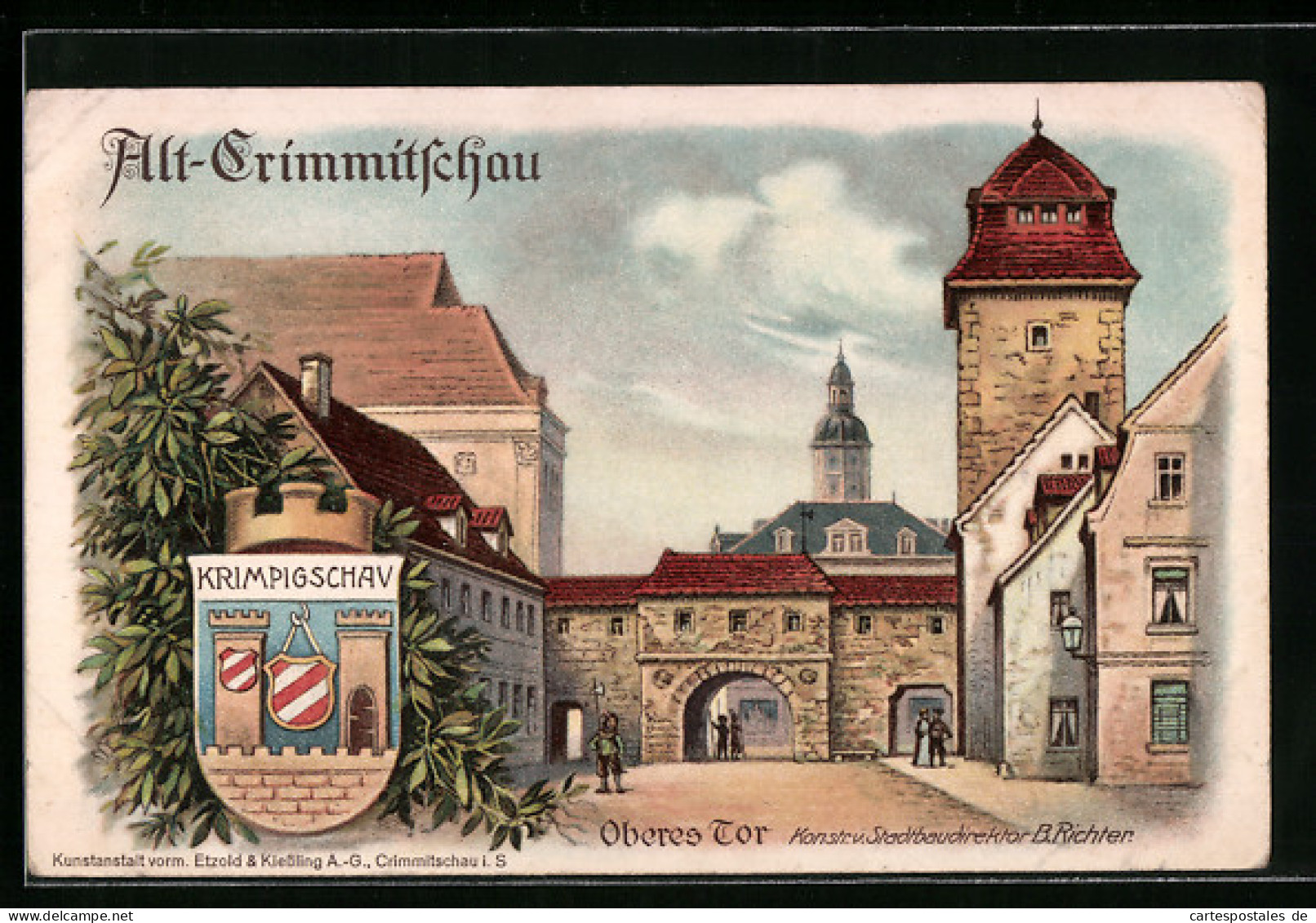 AK Crimmitschau, Altstadt Mit Oberem Tor, Wappen  - Crimmitschau