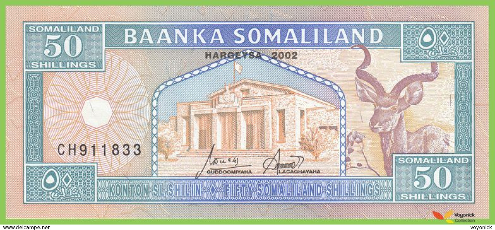Voyo  SOMALIA (SOMALILAND) 50 Somaliland Shillings 2002 P7d B107d CH UNC - Somalie