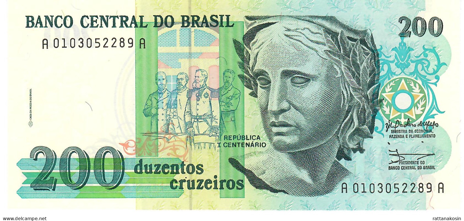 BRAZIL P229   200  CRUZEIROS  1990 #A0103  Signature 15   UNC. - Brazilië