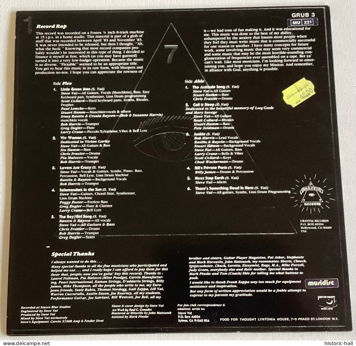 STEVE VAI - Felx-able - LP - 1984  - UK Press - Rock