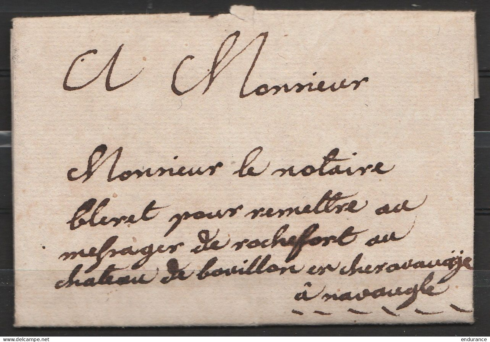 L. Datée 5 Décembre 1791 De WARFUSEE Par Messager De ROCHEFORT à NAVAUGLE - 1714-1794 (Oostenrijkse Nederlanden)