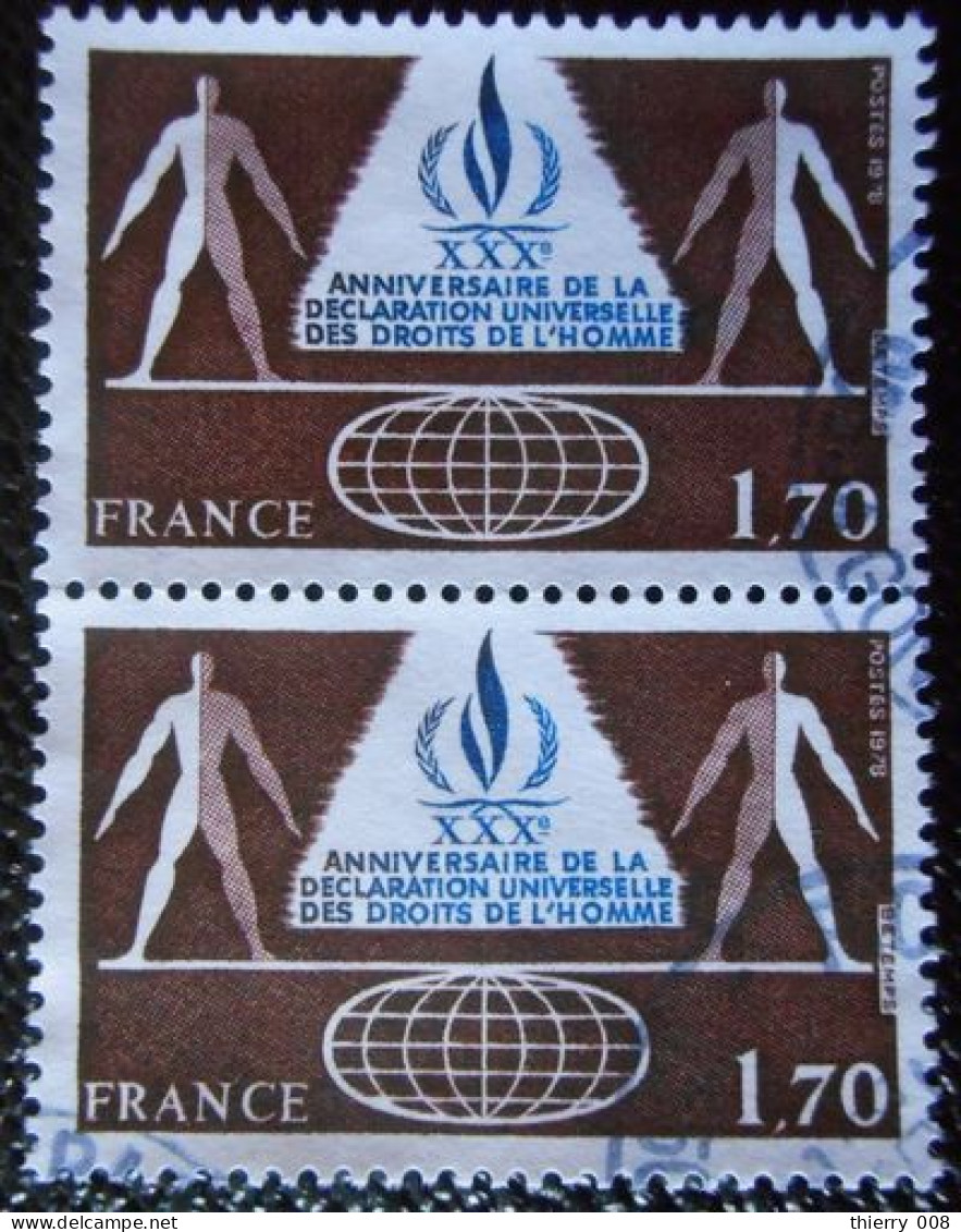 2027 France 1978 Oblitéré  Déclaration Universelle Des Droits De L'Homme - Gebruikt