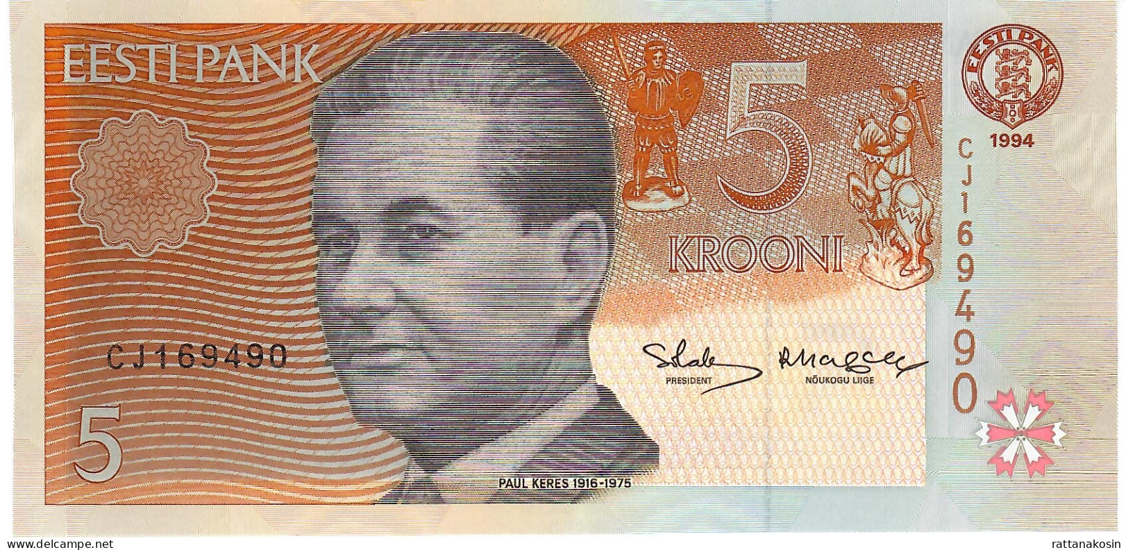 ESTONIA  P76 5 KROONI 1994 #CJ      UNC. - Estonie