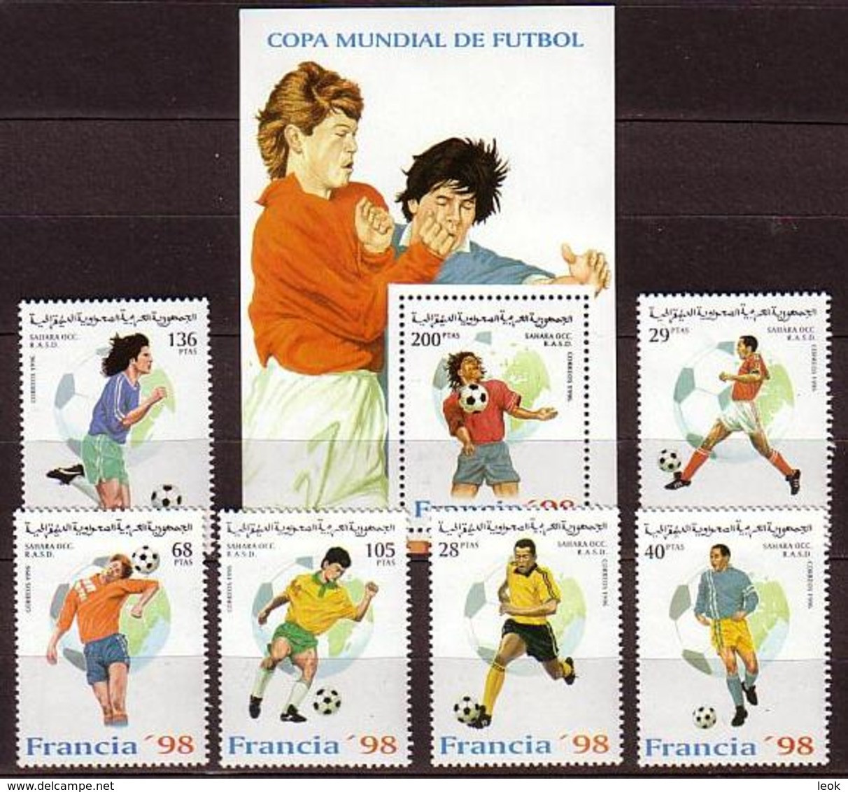 World Cup 1998  Soccer Football Sahara OCC MNH S/S+6 Stamps WORL04 - 1998 – Frankrijk