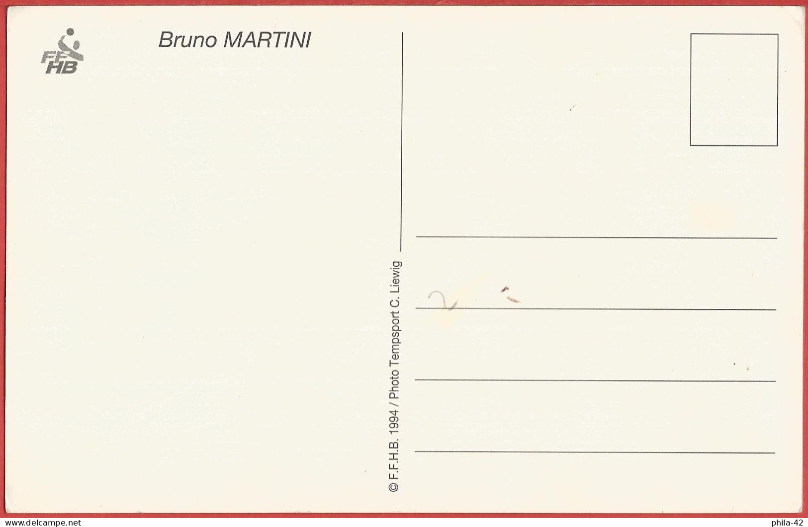 Bruno Martini, Gardien De But - Equipe De France De Handball 1990/2007 - Carte Neuve TBE - Balonmano