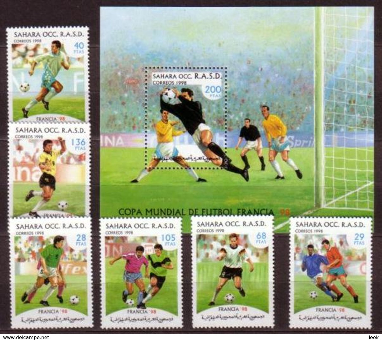 World Cup 1998  Soccer Football Sahara OCC MNH S/S+6 Stamps - 1998 – Frankrijk