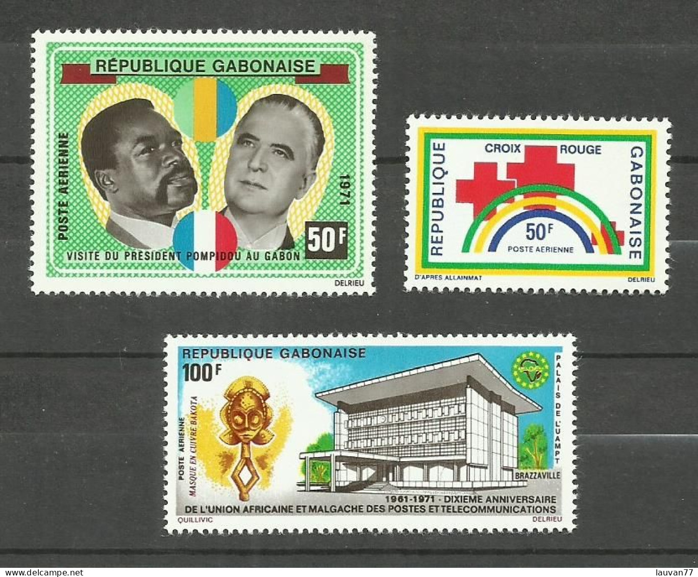 Gabon POSTE AERIENNE N°107, 111, 121 Neufs** Cote 5.50€ - Gabun (1960-...)