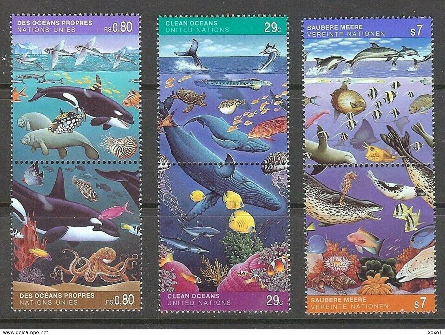 United Nations 1992 Vereinte Nation Marine Life Fauna Flora New York Geneva Vienna Joint Issues 6v MNH ** 7.30 € - Emisiones Comunes New York/Ginebra/Vienna