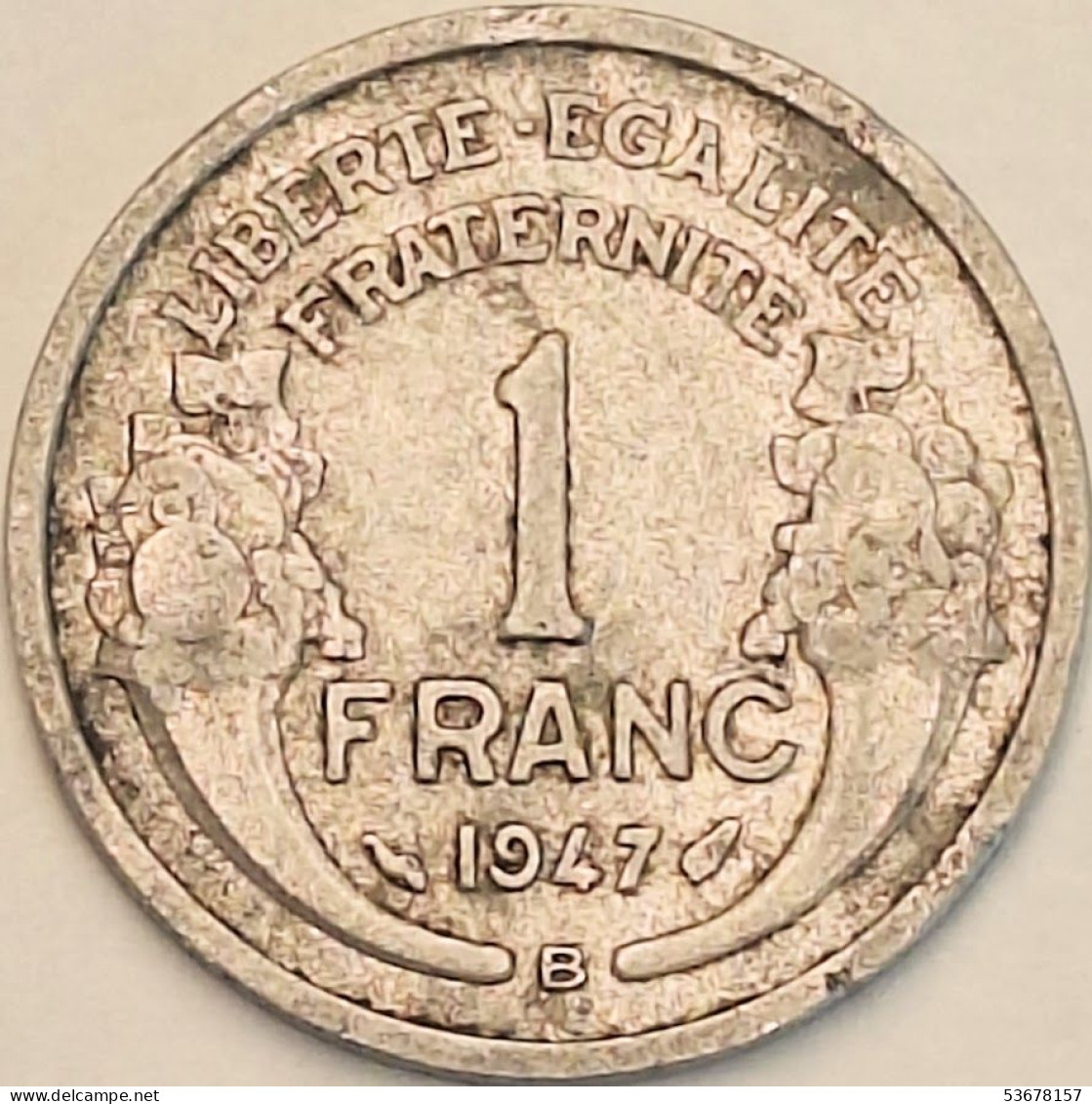 France - Franc 1947 B, KM# 885a.2 (#4094) - 1 Franc