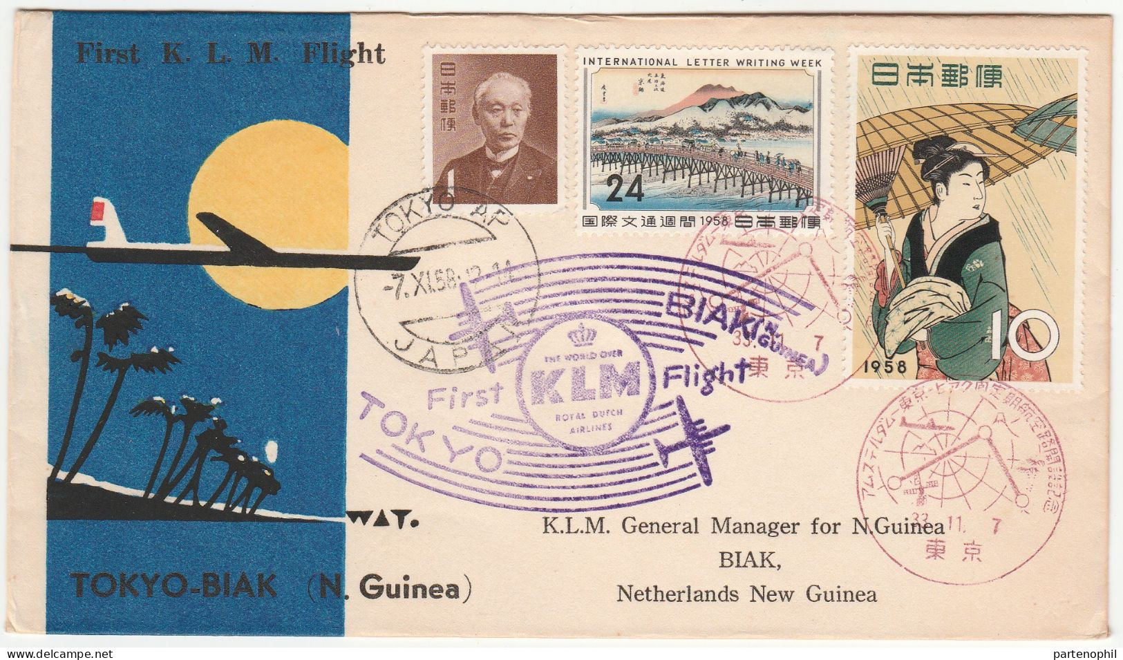 Japan Giappone 1958 - First Flight  Postgeschichte - Storia Postale - Histoire Postale - Posta Aerea