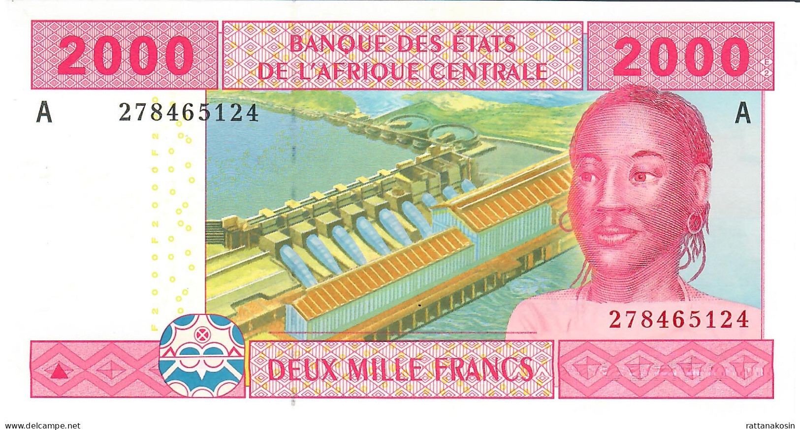 C.A.S. GABON LETTER A P408Ab 2000 FRANCS 2002 SIGNATURE 9 RAREST  AU++/UNC.  ! ! - États D'Afrique Centrale