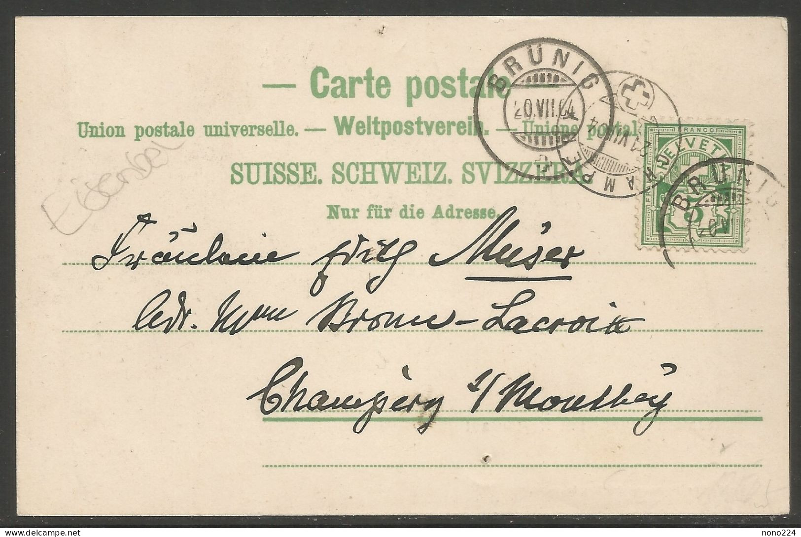 Carte P De 1904 ( Station Brünig Mit Restaurant ) - Stazioni Con Treni