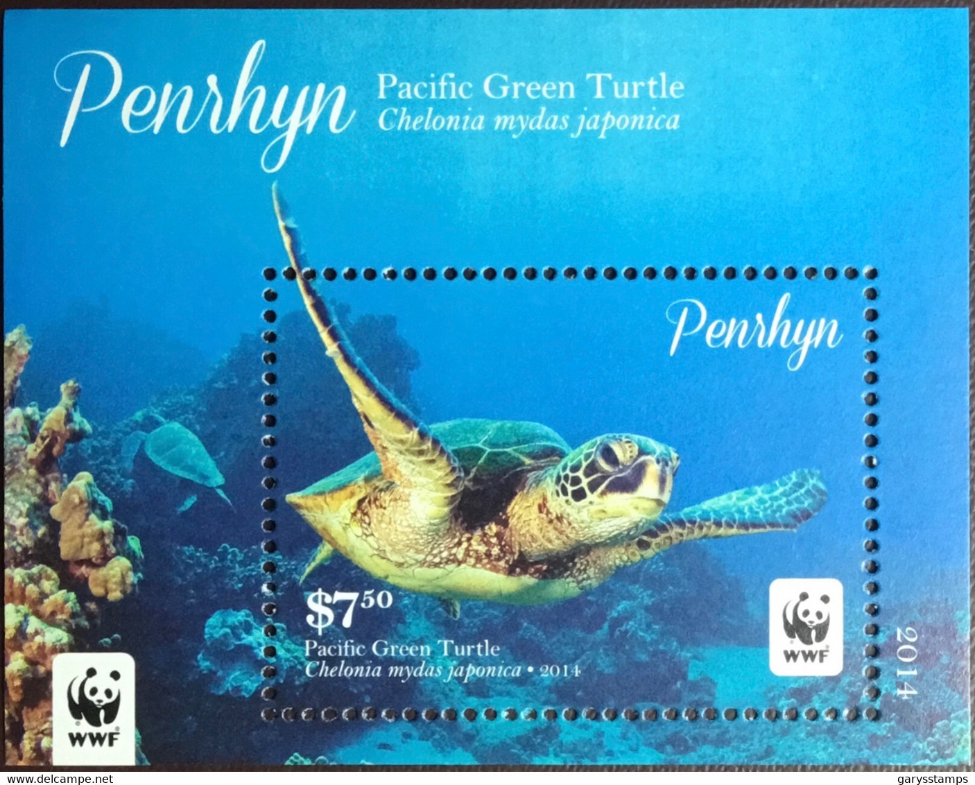 Penrhyn 2014 WWF Green Turtle Minisheet MNH - Schildpadden