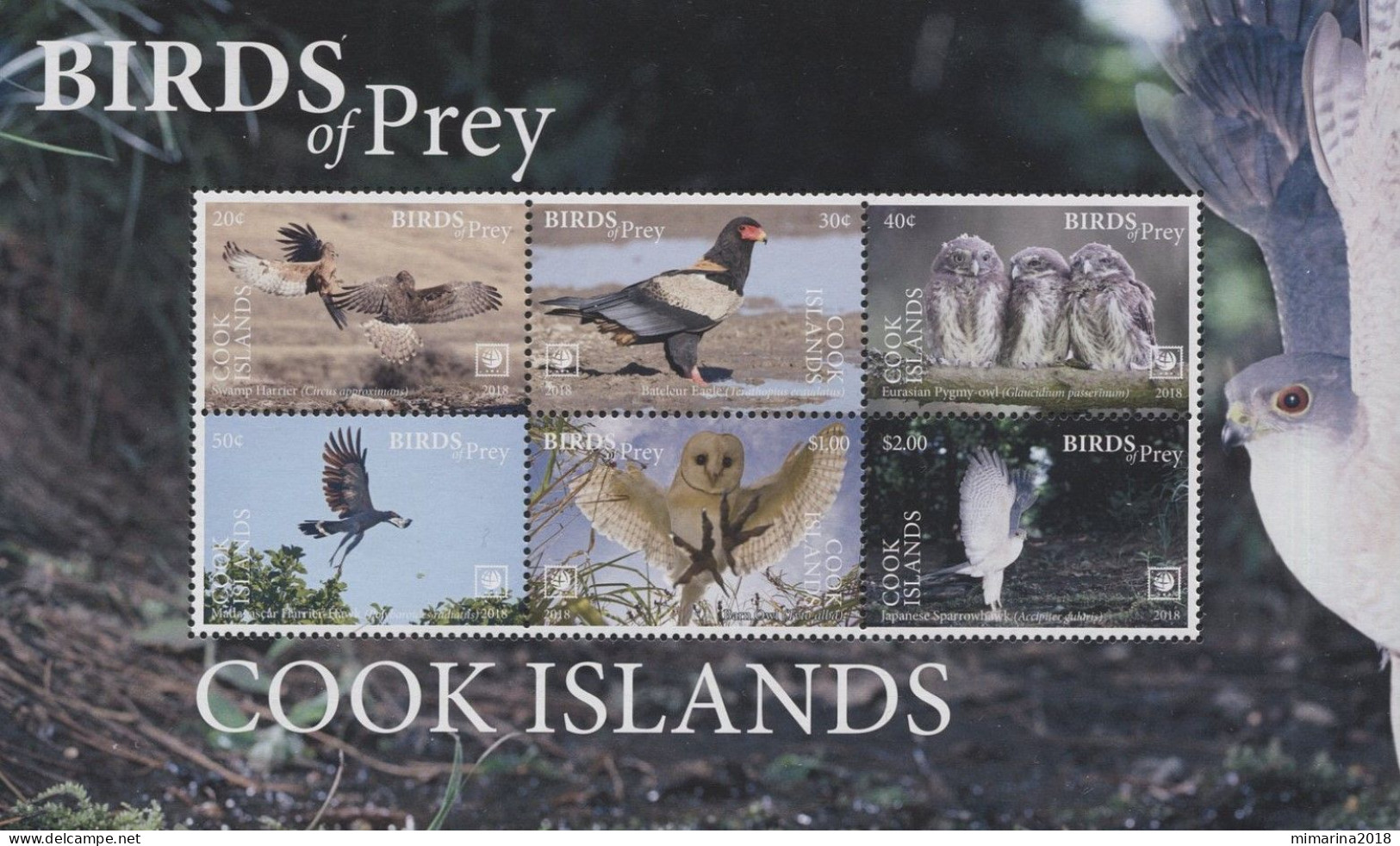 COOK ISLANDS  2018  MNH  "BIRDS OF PREY" - Eagles & Birds Of Prey