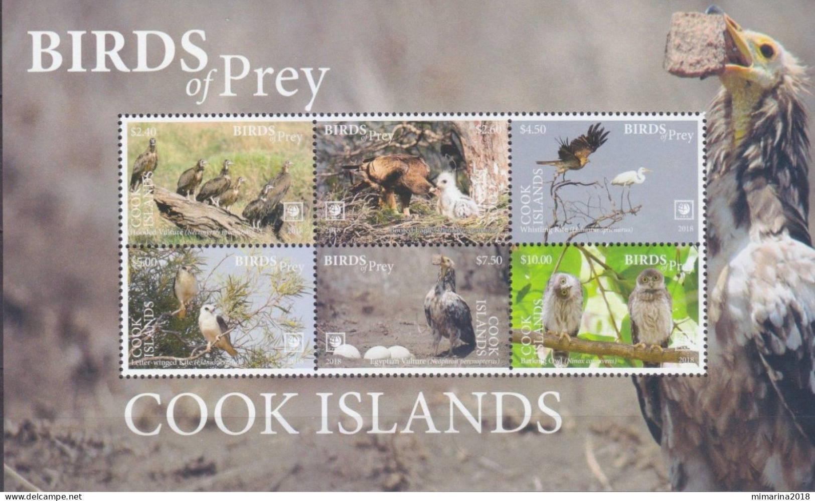 COOK ISLANDS  2018  MNH  "BIRDS OF PREY" - Adler & Greifvögel