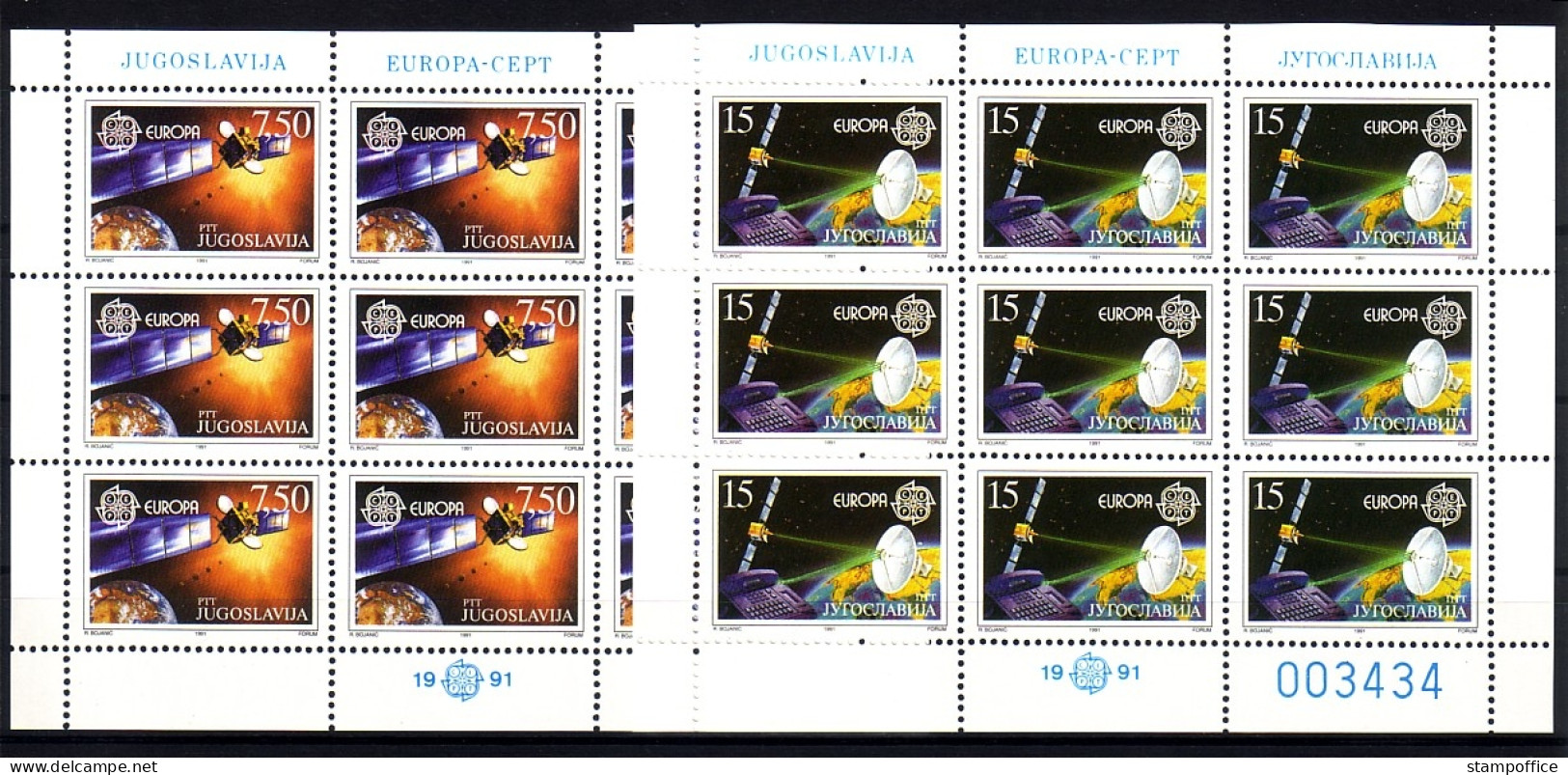 JUGOSLAWIEN MI-NR. 2476-2477 POSTFRISCH(MINT) KLEINBOGENSATZ EUROPA 1991 WELTRAUMFAHRT - 1991