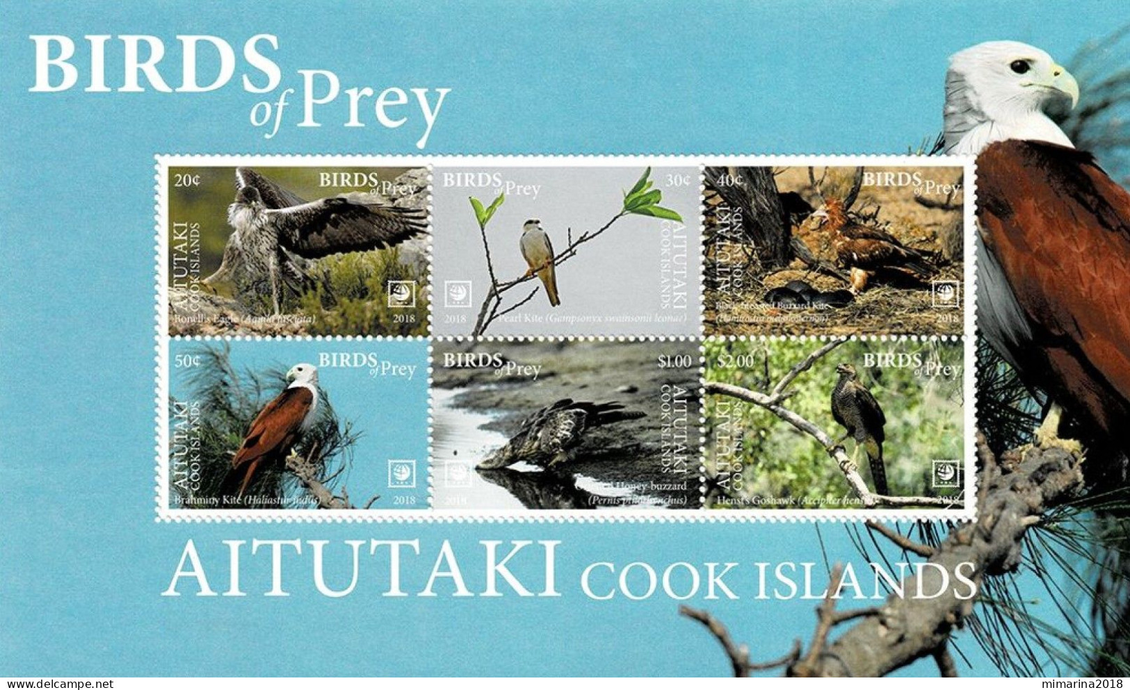 AITUTAKI  2018  MNH  "BIRDS OF PREY" - Eagles & Birds Of Prey