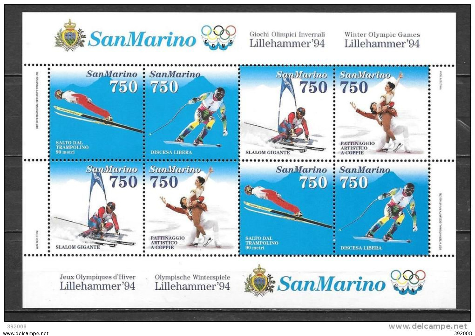 SAN MARIN - N° 1357 à 1360**MNH - Inverno1994: Lillehammer