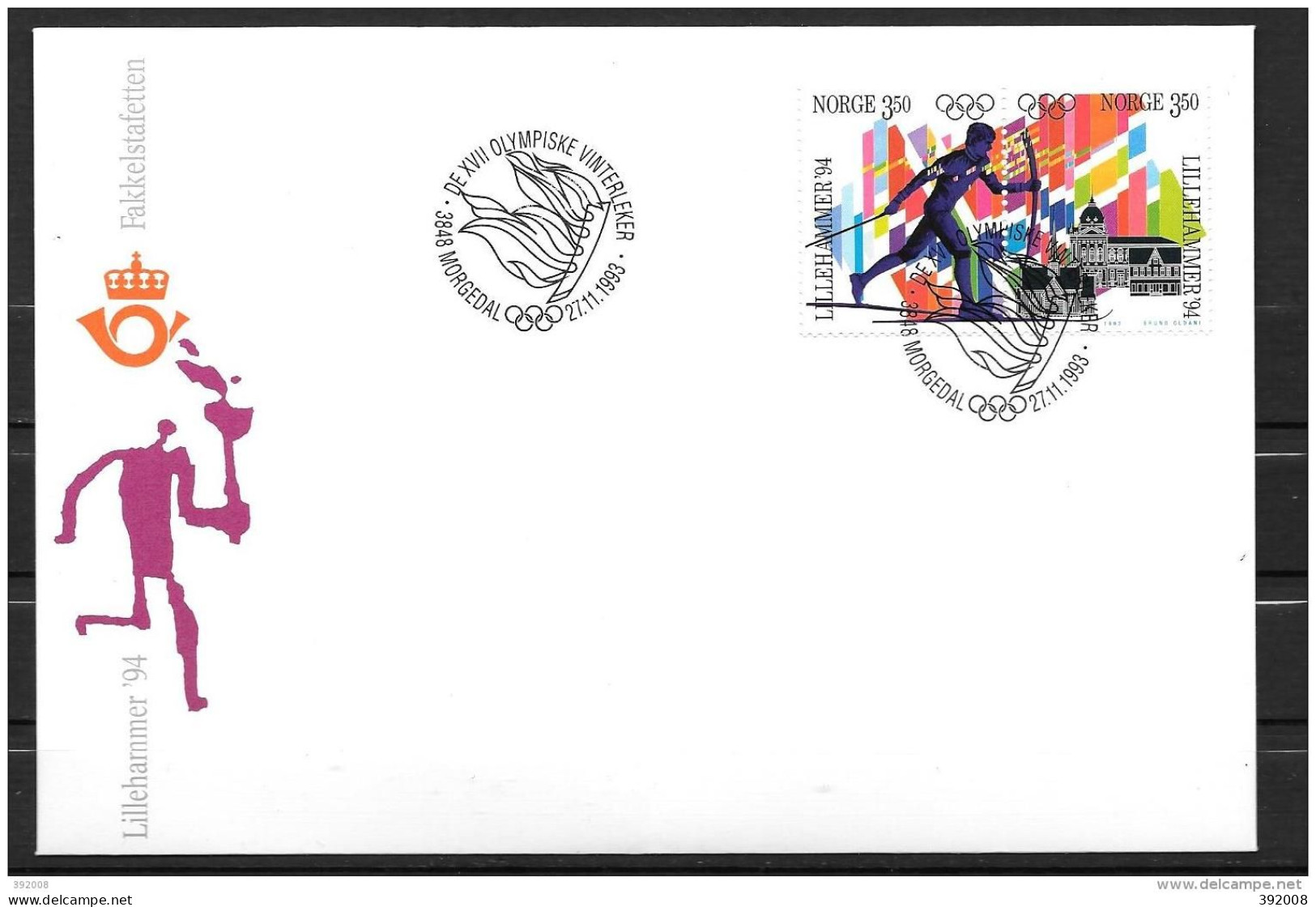 NORVEGE - FDC - 9f - Invierno 1994: Lillehammer