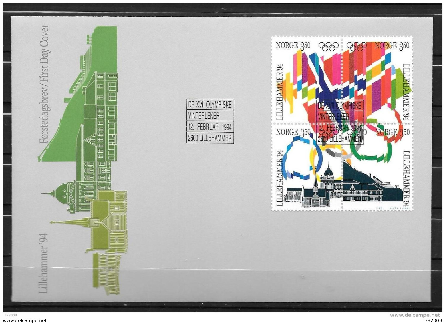 NORVEGE - FDC - 8f - Inverno1994: Lillehammer