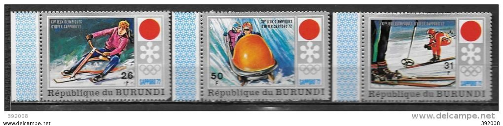 BURUNDI - N° 495 à497**MNH - Hiver 1972: Sapporo