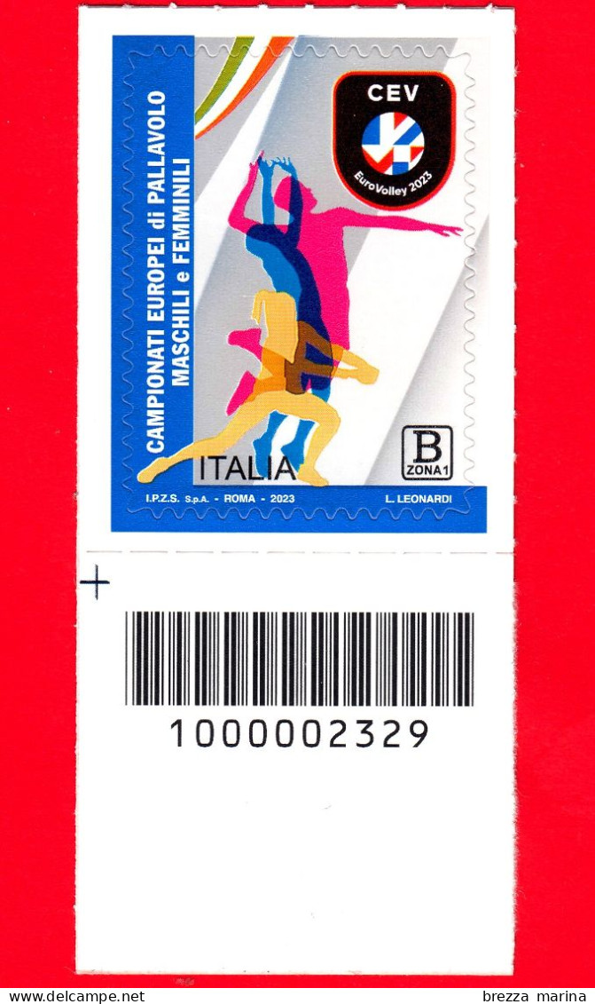 Nuovo - MNH - ITALIA - 2023 - Campionati Europei Di Pallavolo Maschile E Femminile – B Zona 1 - Barre 2329 - Códigos De Barras