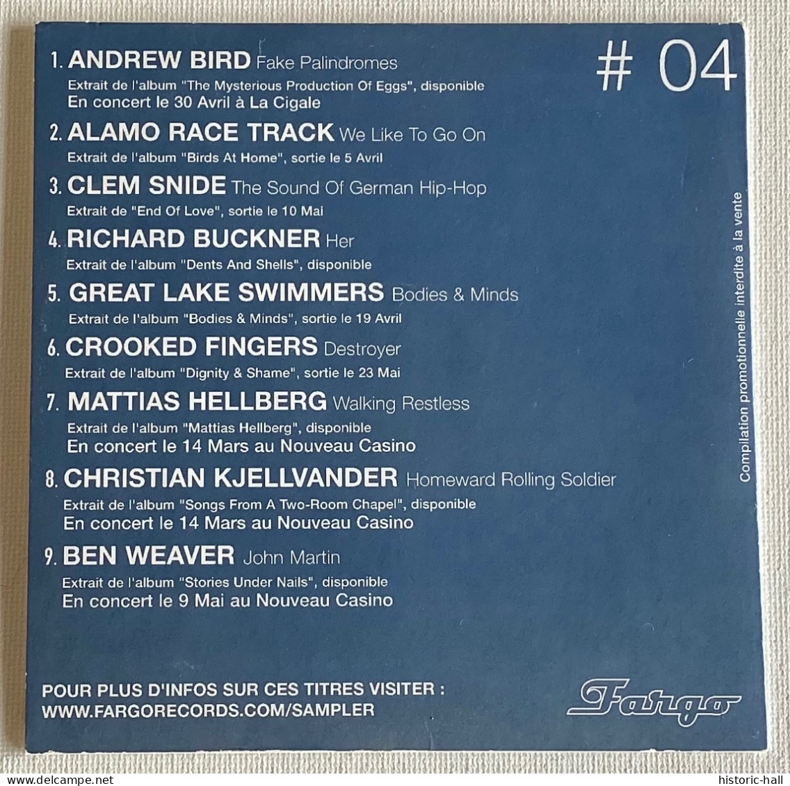 Various Artists (Andrew Bird + 8) - FARGO # 4 - CD Single - 2005 - French Press - Disco & Pop