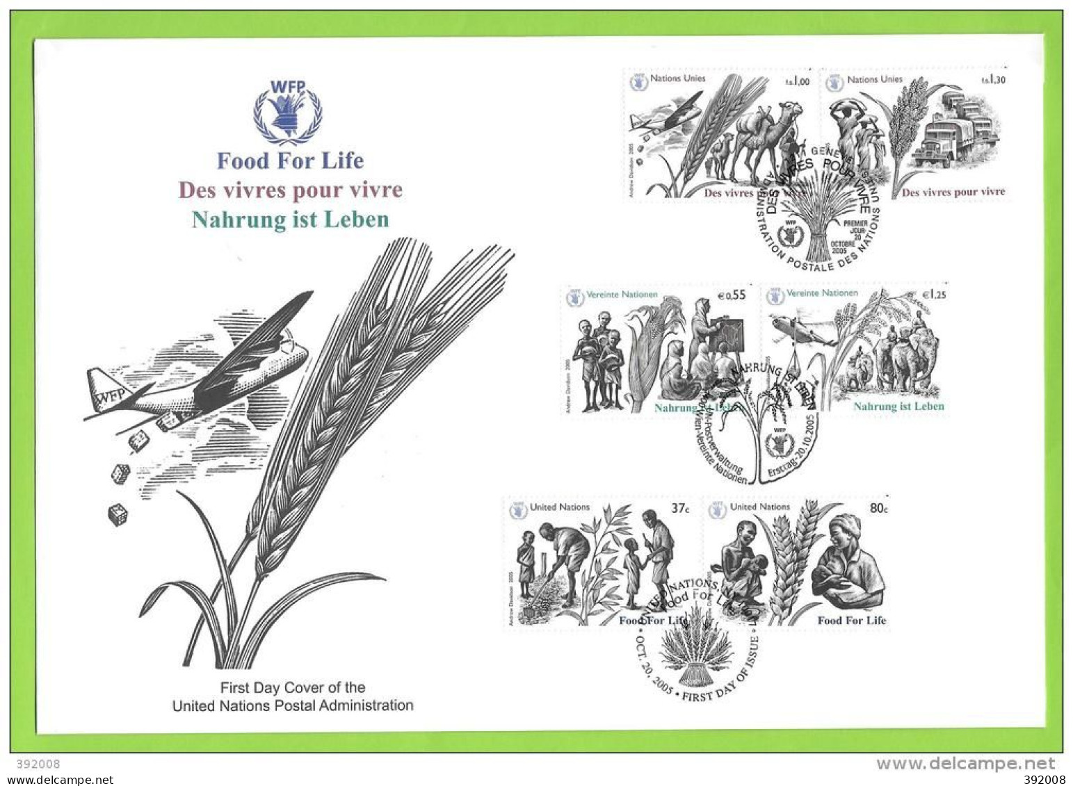 2005 - 539 / 540 - Journée Mondiale De L'alimentation + New York + Vienne - 19 - FDC