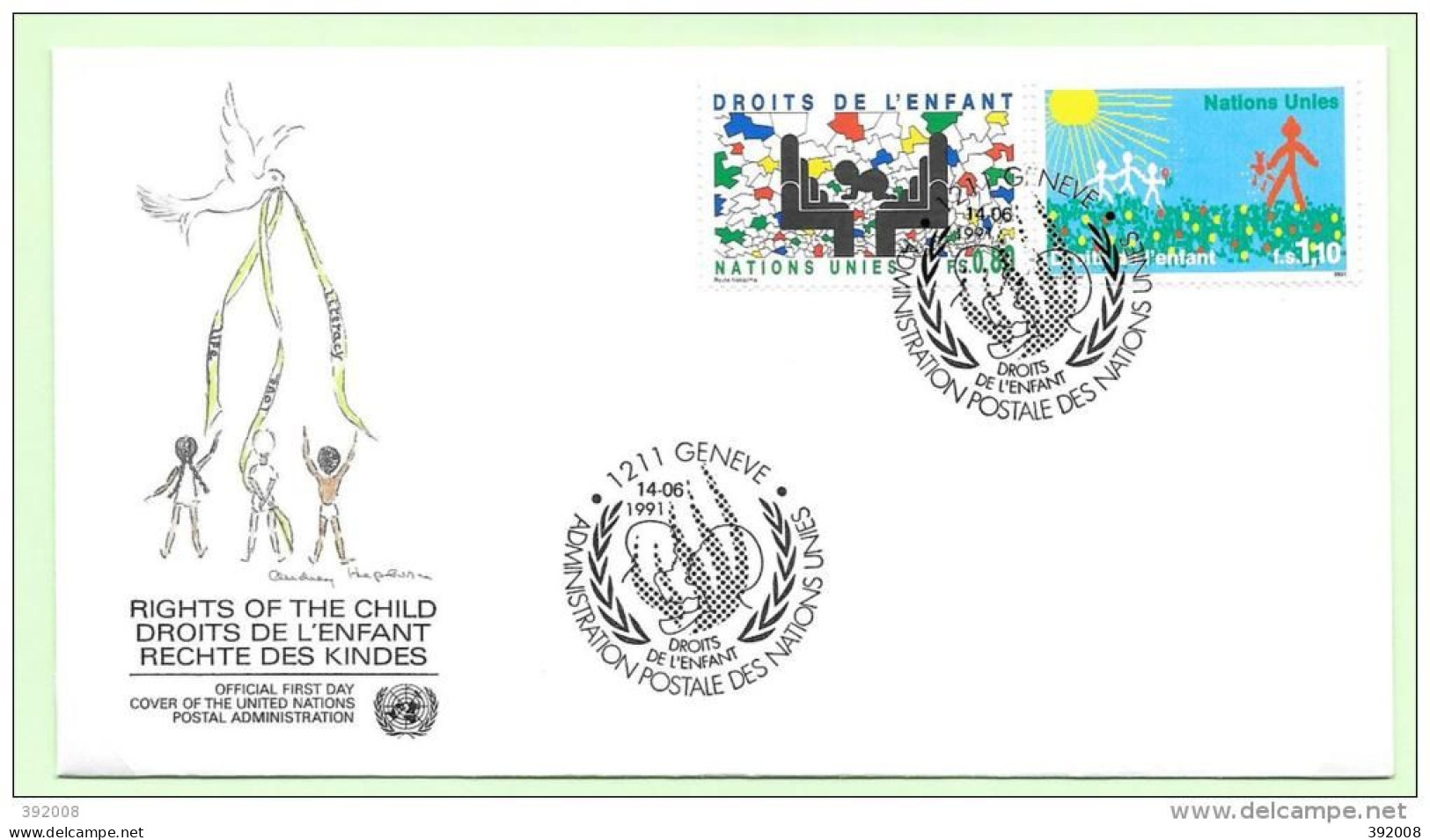 1991 - 210 / 211 - Les Droits De L'enfant - 15 - FDC