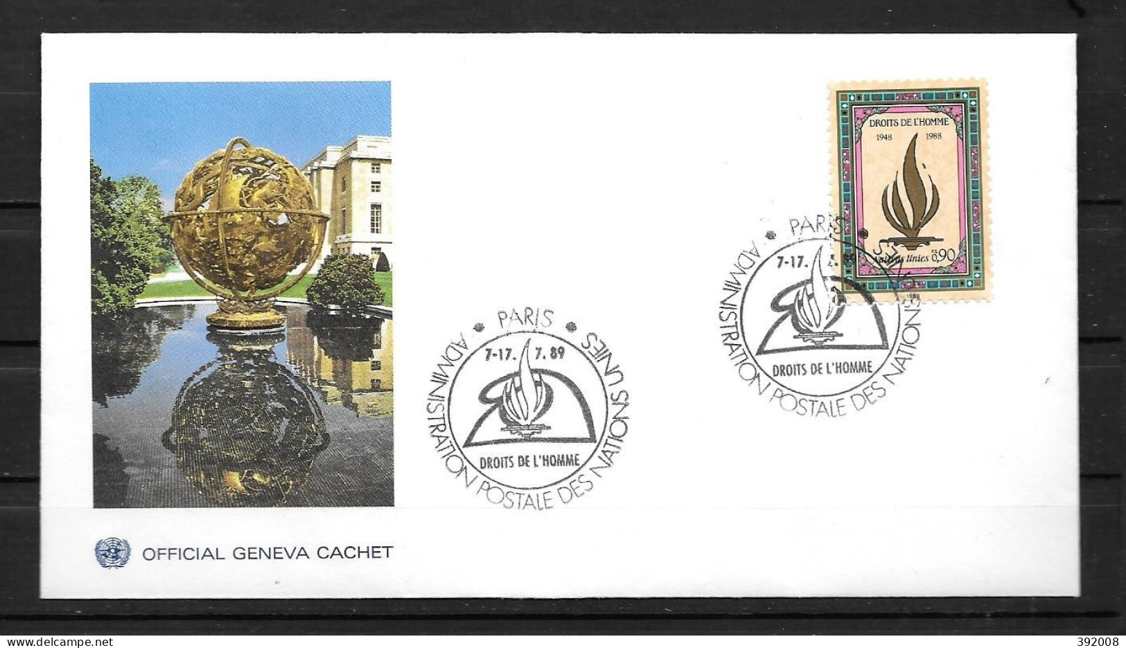 1988 - 171 - 40 Ans De La Déclaration Universelle Des Droits De L'homme - Oblitération Paris - 14 - 2 - FDC