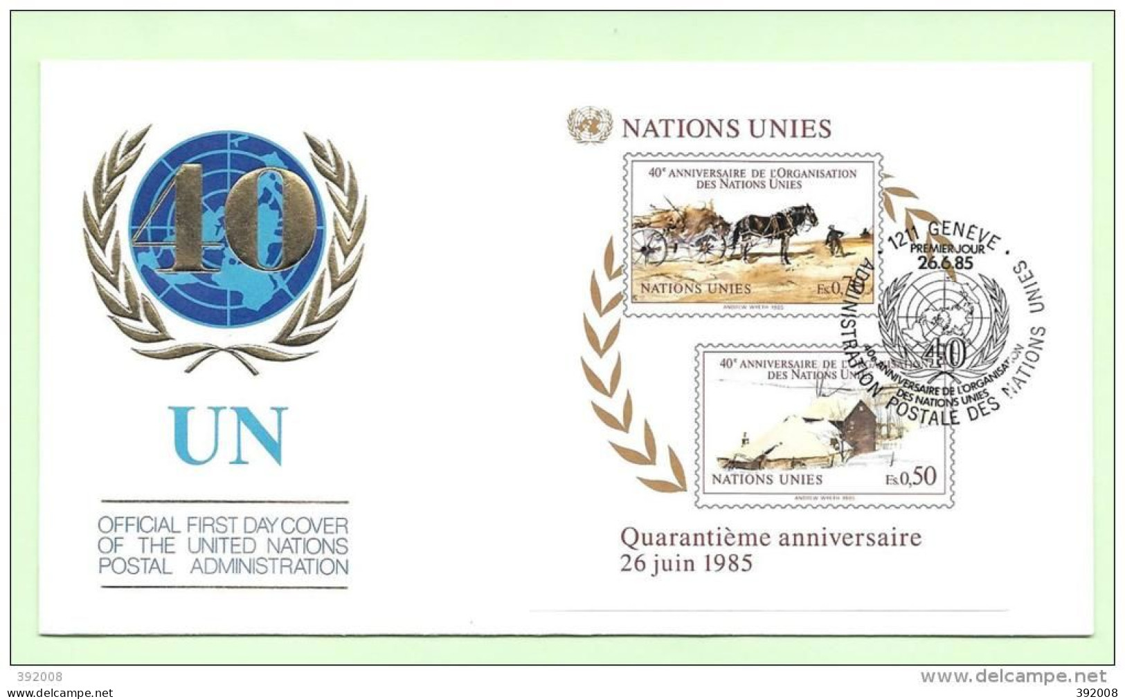 1985 - BF 3 - 40 Ans De L'ONU - 12 - FDC