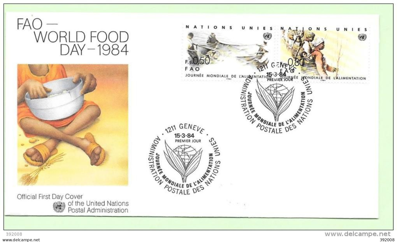 1984 - 120 / 121 - Journée Mondiale De L'alimentation - 12 - FDC