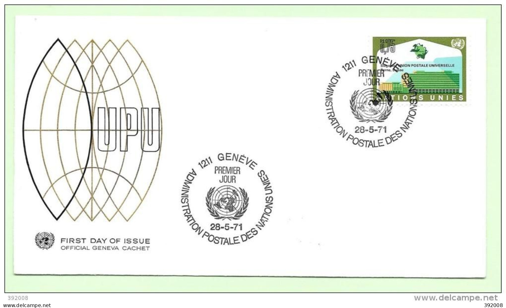 1971 - 18- Nouveau Siège De L'UPU - 1 - FDC